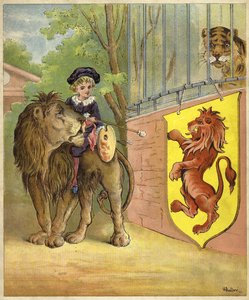 Ridning på en løve (chromolitho)
